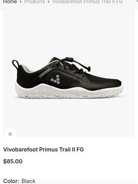 PVivo barefoot black trail sneaker with mint lining